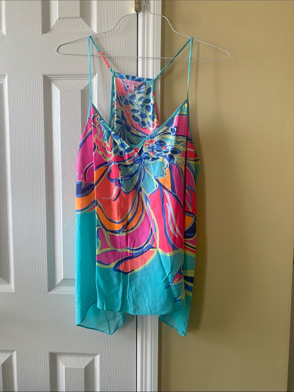 Lilly Pulitzer Bright Floral Spaghetti-Strap Cami - Turquoise, Pink & Orange